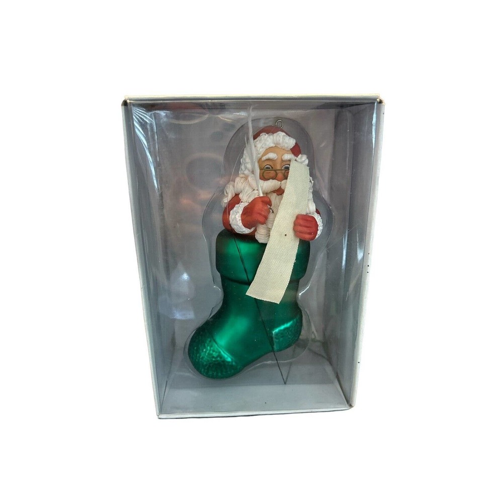 Vintage Dept.56 Santa With List In Stocking Ornament With Original Box